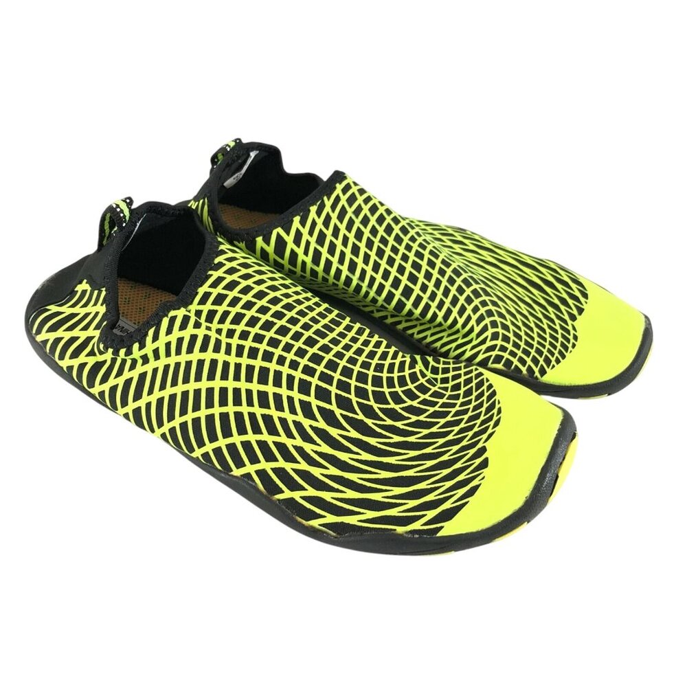 Functional Womens Water Shoes Slip On Lightweight Striped Black Yellow 38 US 7